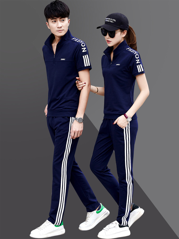 Sports Suit Men's Summer Korean Style Men's and Women's Couple Sportswear Two-Piece Short-Sleeved Breathable Casual Sportswear for Women