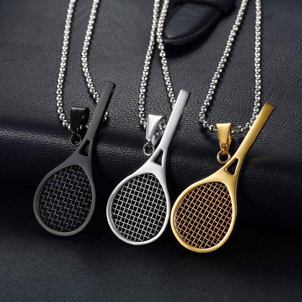Tennis racket pendant necklace accessories jewelry personality master necklace pendant titanium steel birthday gift wrapping gift box