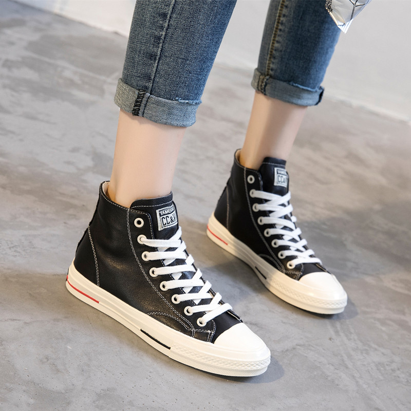 CCVV women's shoes Korean version of ulzzang Harajuku all-match 2022 new high tube flat casual shoes student shoes women