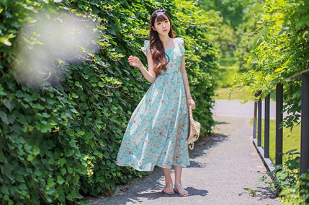 # 潮流 女装 # Bohemian in xù giữa eo A-line mỏng giảm béo đầm đầm dự tiệc