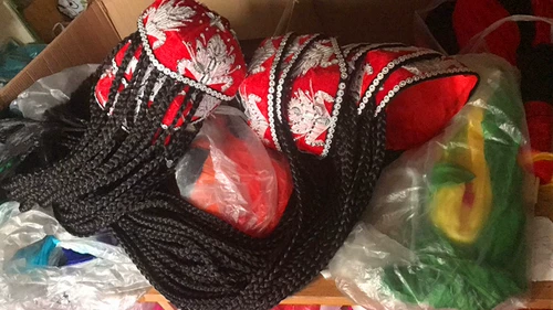 Красный шестиугольный аксессуар для волос с косичкой в форме цветка, шапка