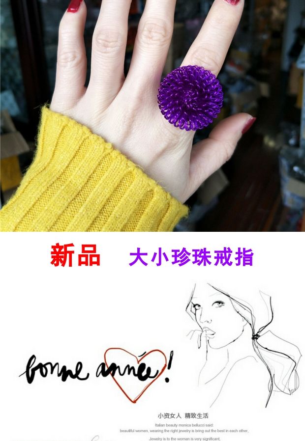Nữ phiên bản Nhật Bản và Hàn Quốc thời trang đơn giản cá tính sinh viên thủy triều kim cương hoa hồng khai trương nhẫn ngón tay phóng đại nhẫn kim tiền pnj