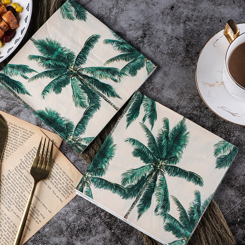 ins wind new color paper towel printed napkin individuality face towels paper wedding paper towel palm trees