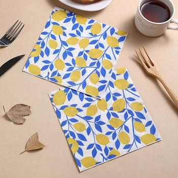 New blue lemon colored napkins, printed napkins, pure wood pulp paper for western restaurants, hotels and cafes New blue lemon colored napkins, printed napkins, pure wood pulp paper for western restaurants, hotels and cafes