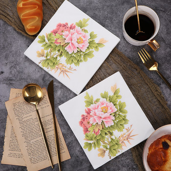 New colorful peony flower printed tissue paper napkin paper chinese style party pure wood pulp paper New colorful peony flower printed tissue paper napkin paper chinese style party pure wood pulp paper