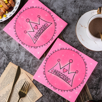 New Birthday Party Tissue Napkins Napkins Napkins Handkerchief Parchment Paper Color Party Paper Pink Crown