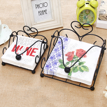 New iron art napkin holder tissue paper towels box paper towel rack European art black iron art paper towel rack