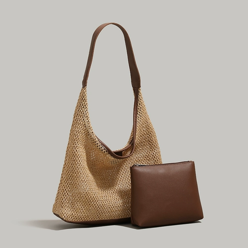 Вместительная и большая соломенная плетеная сумка через плечо, сумка на одно плечо