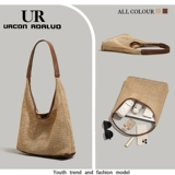 Вместительная и большая соломенная плетеная сумка через плечо, сумка на одно плечо