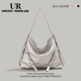 Серебряная сумка через плечо, вместительная и большая сумка на одно плечо, шоппер, изысканный стиль, коллекция 2023