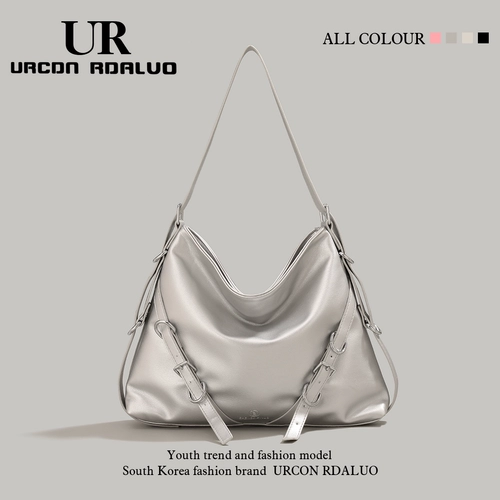 Серебряная сумка через плечо, вместительная и большая сумка на одно плечо, шоппер, изысканный стиль, коллекция 2023