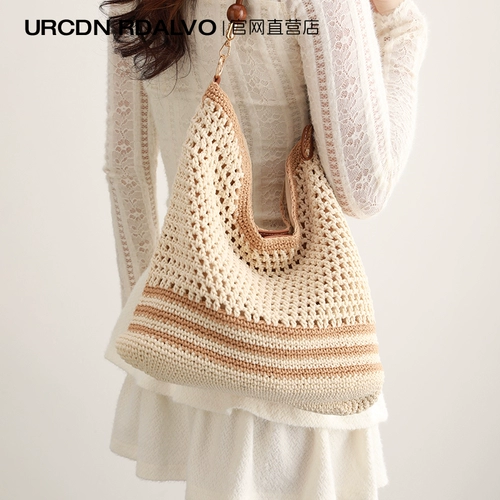 Плетеная сумка через плечо для отдыха, вместительная и большая сумка на одно плечо