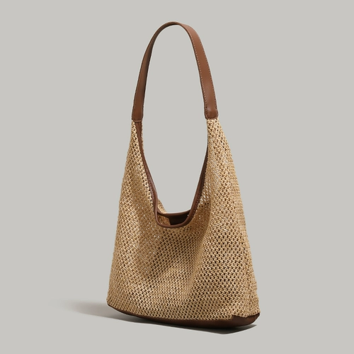 Вместительная и большая соломенная плетеная сумка через плечо, сумка на одно плечо