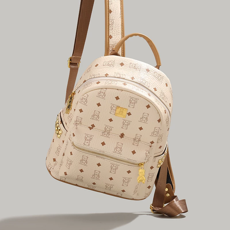 Cute capacious backpack, Birthday gift, with little bears, for students