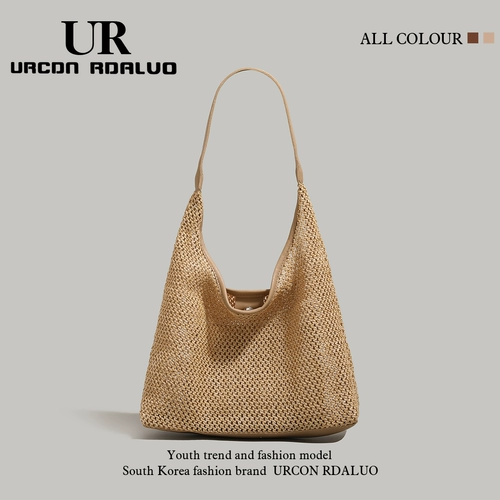 Вместительная и большая соломенная плетеная сумка через плечо, сумка на одно плечо