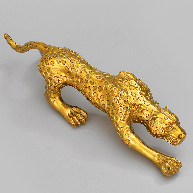 Copper Leopard Figurine Brass Money Leopard Living Room Office Entrance Table Craft Gift Animal Copper Leopard