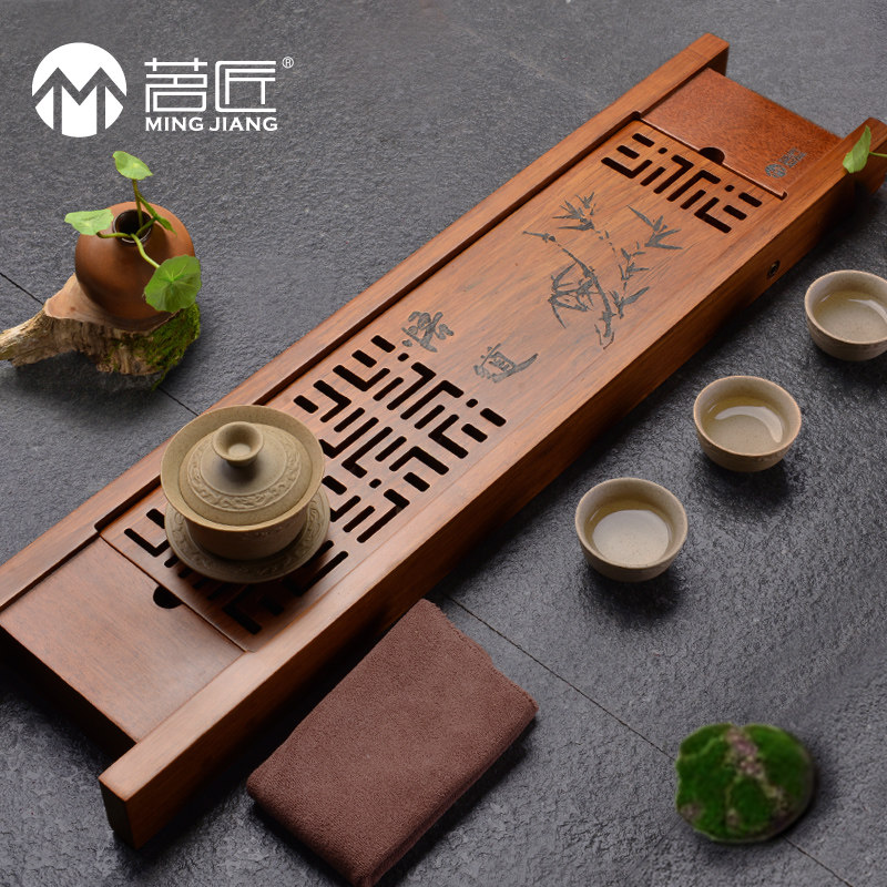 Tea Maker Wu Jinshi Heavy Bamboo Tea Tray Tea Set Solid Wood Tea Sea Drainage Type Teatai Tea Pool Small Number Special Tea Nursery Tray