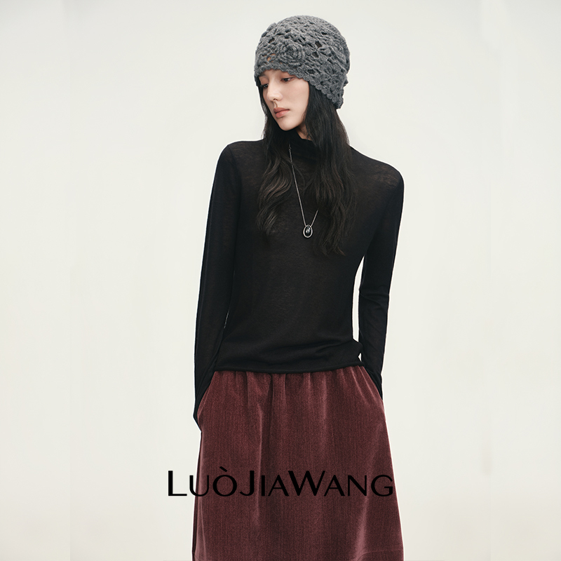 Merino Wool Blend High-Neck Knitted Base Layer Shirt for Commuting, Intellectual and Stylish Slim-Fit Long-Sleeve Inner Top Luojiawang Merino Wool Blend High-Neck Knitted Base Layer Shirt for Commuting, Intellectual and Stylish Slim-Fit Long-Sleeve Inner Top Luojiawang