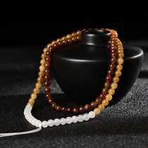 Hetian jade necklace string sweater chain lanyard chain men and women hanging rope White Jade Topaz gradient ball pendant chain