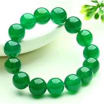 Natural green jade medullary bracelet for men and women with natural jade handmade string beads 12mm Yuanzhu jade bead bracelet