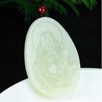 Natural Xinjiang Hetian Jade Guanyin Pendant Jade Buddha Pendant Male and Female Necklace Couple Jade Pam Send Certificate
