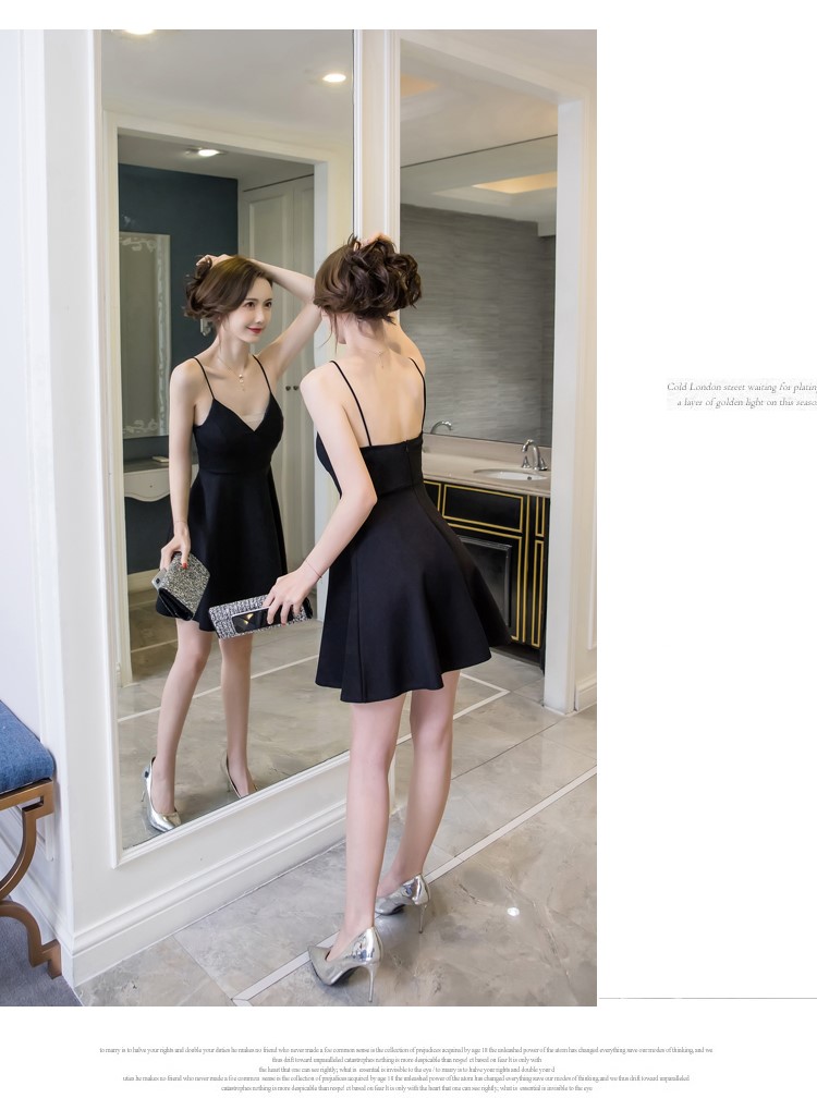 Mùa hè 2019 mới gợi cảm hộp đêm nữ trang trí cơ thể eo một từ váy backless rắn màu V-cổ váy V - A-Line Váy thời trang nữ cao cấp