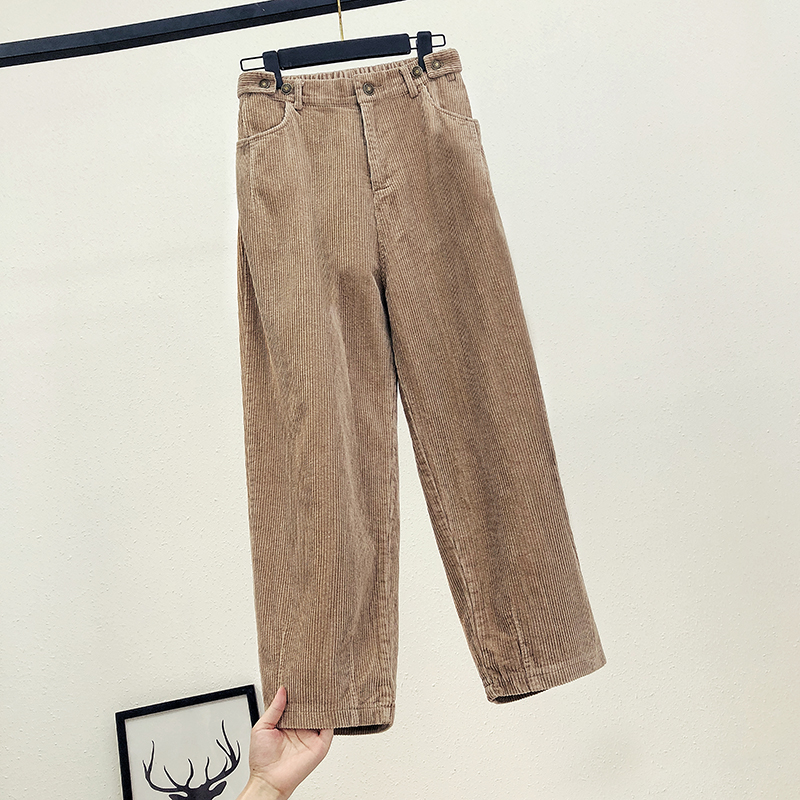 Mùa thu đông 2018 của phụ nữ mới nghệ thuật vải nhung kẻ rộng cashmere quần harem mỏng quần giản dị nữ chín quần quần áo nữ