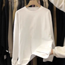 New minimalist pure color open fork undershirt Korea East gate Autumn 202200 hitch loose white long sleeve T-shirt woman
