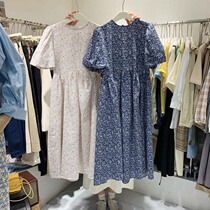 Summer New Bubble Cuff Rear Strap South Korea East Gate Temperament Brief white Korean version loose Broken Flowers dress