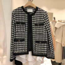 South Korea East Gate 2021 autumn and winter New loose thousand bird grid leisure Joker trend long sleeve cardigan coat women