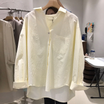 New sunscreen minimalist pure color Korea East gate 2022 Summer womens dress Collar Single Pocket Loose Shirt Woman