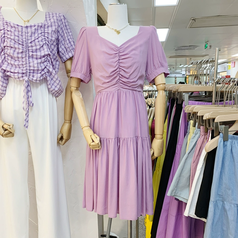 Phiên bản Hàn Quốc của mùa hè 2020 Dongdaemun Women diện áo mới v-cổ cao lưng cao lưng thun thun cotton mỏng nữ - váy đầm
