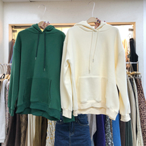 Candy color autumn and winter hooded temperament South Korea East Gate thin age female Joker sweet loose version plus velvet sweater