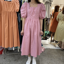 Sweet and beautiful bubble sleeve French style long skirt early summer display slim and reduced Korean version sweet and beautiful loose after oak with oak cut