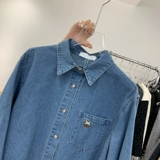 Южнокорейский весенний свежий товар, джинсовая рубашка, в корейском стиле, с вышивкой