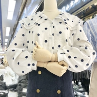 2018 đầu thu mới áo ba lỗ cổ áo búp bê sóng thời trang Hàn Quốc áo sơ mi dài tay hoang dã dễ thương áo sơ mi nữ cổ trụ