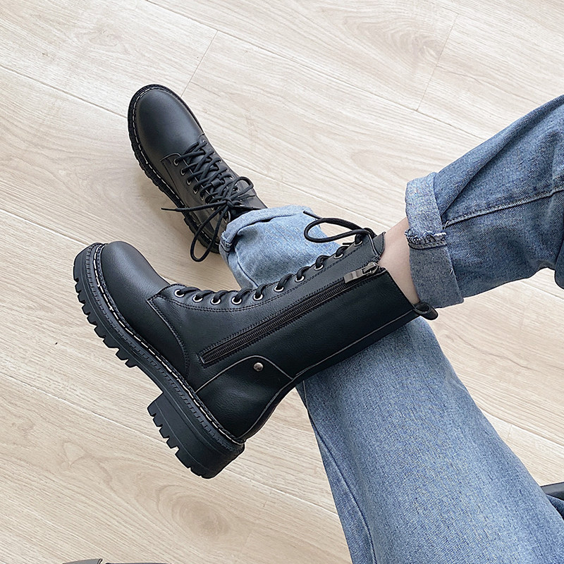 Summer Martin boots female Inn wind slim Breathable 100 Lap Short Boot Thick Bottom Midcylinder Black Boots Child Tide Ins Cool