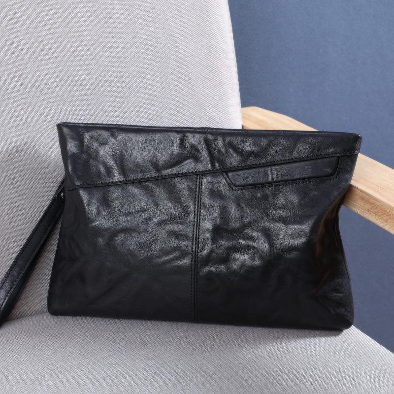 2021 new men's handbag men's leather casual trend retro business first layer leather soft leather clutch men's bag