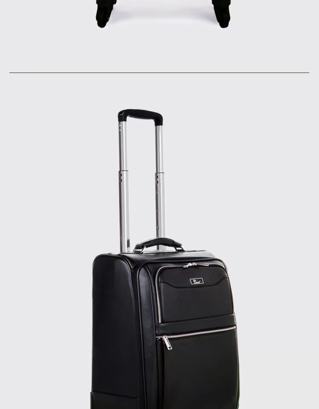 Kim Trang đầy đủ da cao cấp kinh doanh xe đẩy phổ quát bánh xe 18 inch chéo vali vali da hành lý