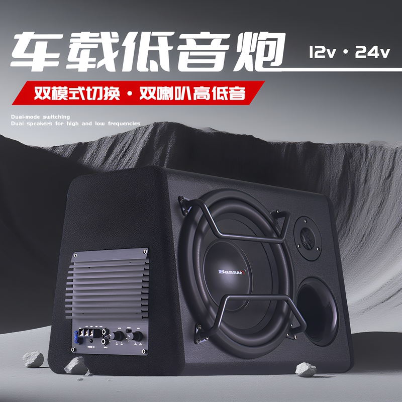 Car Audio 10inch Active High-Power Subwoofer 12V with Tweeter for Car 24V Truck Modification