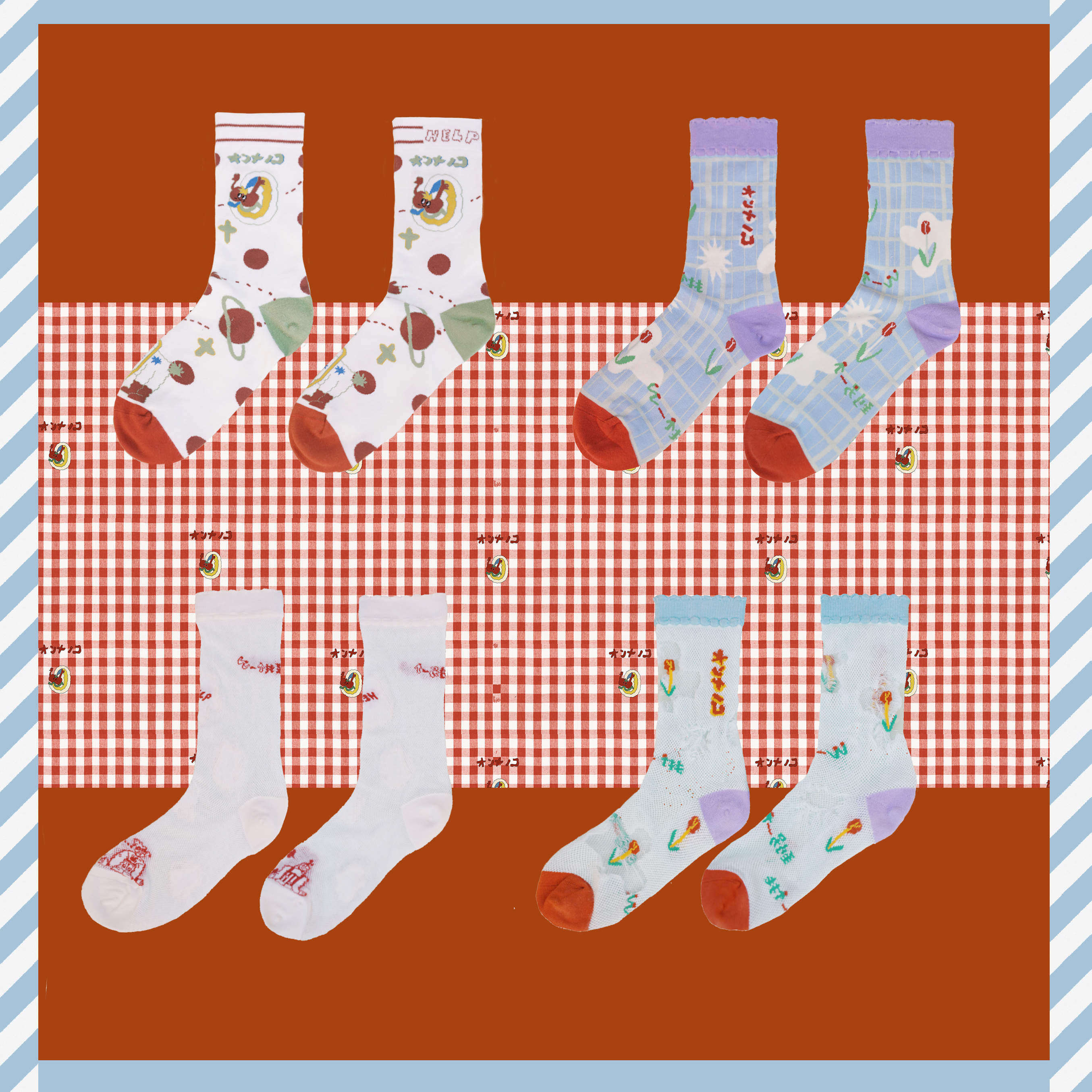 Alien Society Summer 2020 New One Find another Series Illustrated Cute Glass Silk Cotton Women's Socks