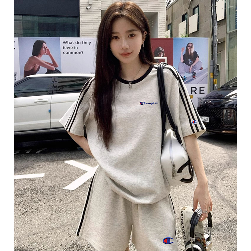 Japanese Style Champion Street Fashion Sports Suit for Women, Summer Slimming Student Short-Sleeve Shorts Running Casual Two-Piece Set Japanese Style Champion Street Fashion Sports Suit for Women, Summer Slimming Student Short-Sleeve Shorts Running Casual Two-Piece Set