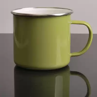 German order 9cm thick fruit green stainless steel edging enamel cup enamel tank tea cup coffee cup