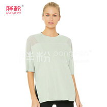Large size loose long fitness clothes womens coat short sleeves thin thin sports T-shirt yoga blouse fat MM200 kg