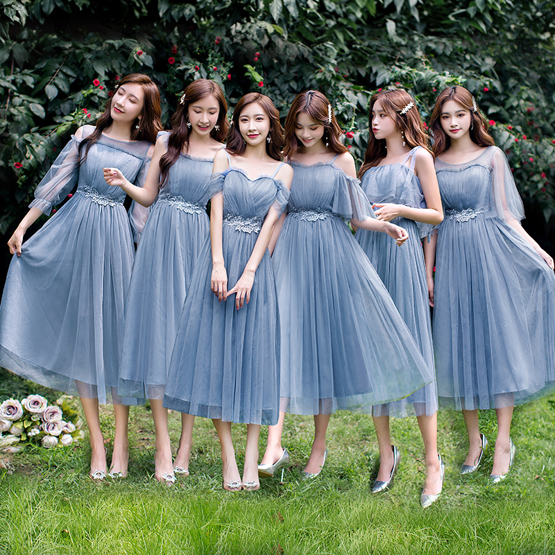 Long bridesmaid dress, mid-length