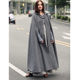 ເສື້ອຢືດຜ້າຂົນຫນູ hoodedshawextendedcapecoat hooded shawl extended cape coat wool coat