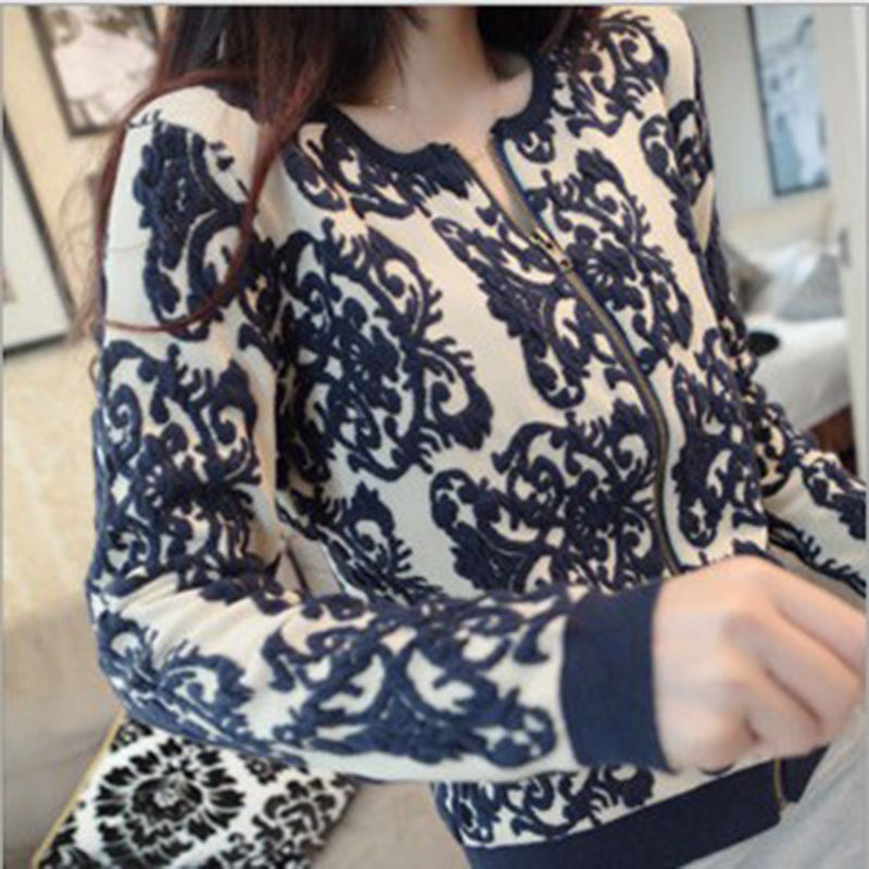 Áo len nữ áo len sứ màu trắng và trắng thêu hoa áo len dây kéo áo len - Đan Cardigan áo len nữ đẹp