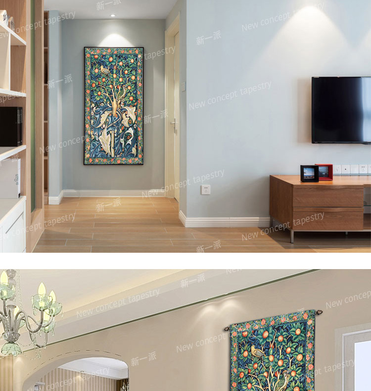 Tấm thảm trải sàn mới của Bỉ Tấm thảm tường phòng ngủ Bức tranh tường William Morris - Chim gõ kiến ​​Mới Thảm treo tường khổ lớn