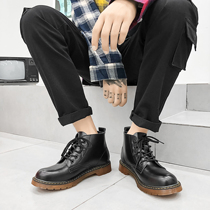 2022 summer new high-top British Martin boots mens retro casual Martin shoes leather tooling short boots mens tide