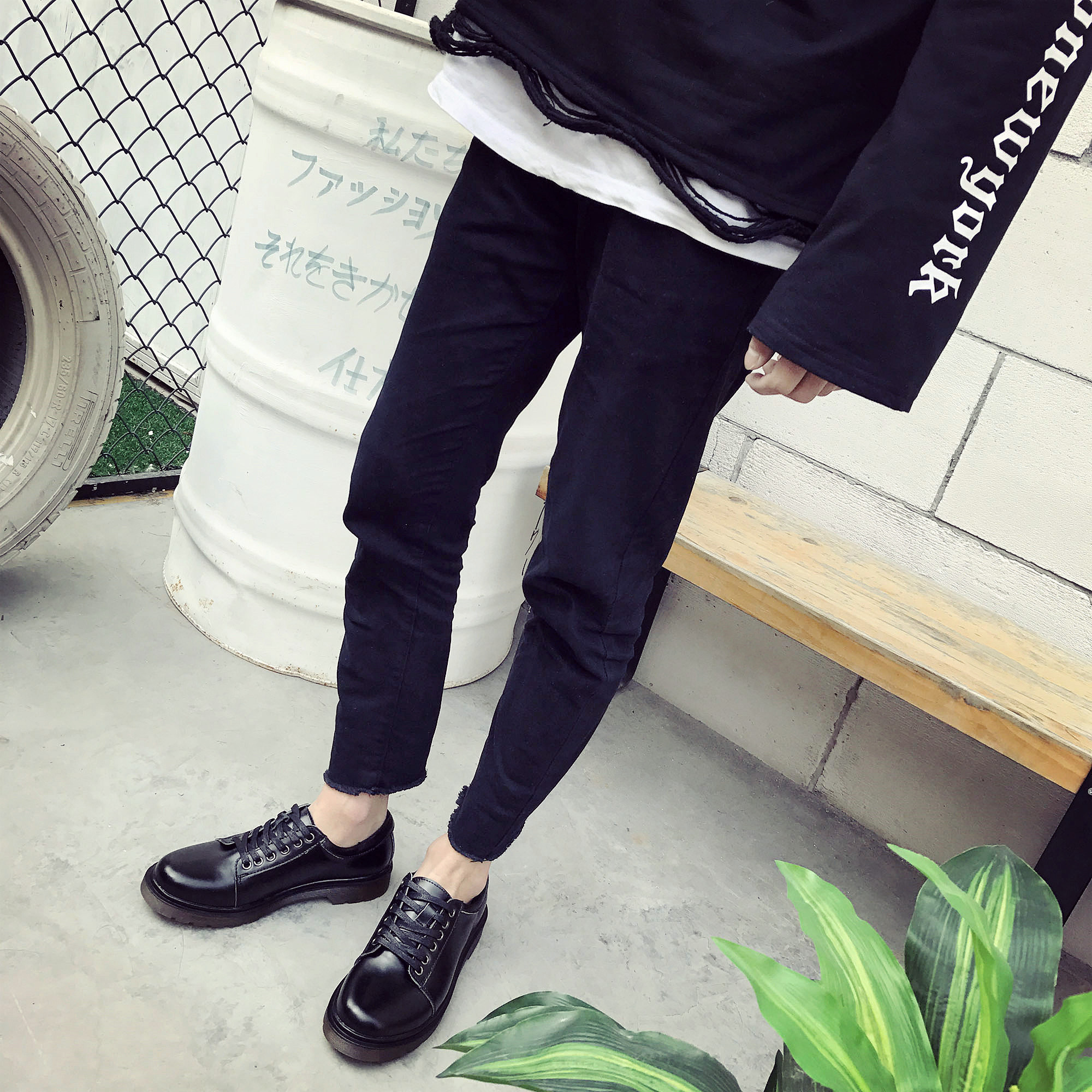 Quan Zhilong same style men's British thick-soled leather shoes Korean style trendy men's shoes Hong Kong style low top Martin shoes casual shoes short boots - Taobao